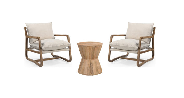 Set of Three Solid Wood Round Nesting Tables Stylish Living Room Accent Furniture Trio