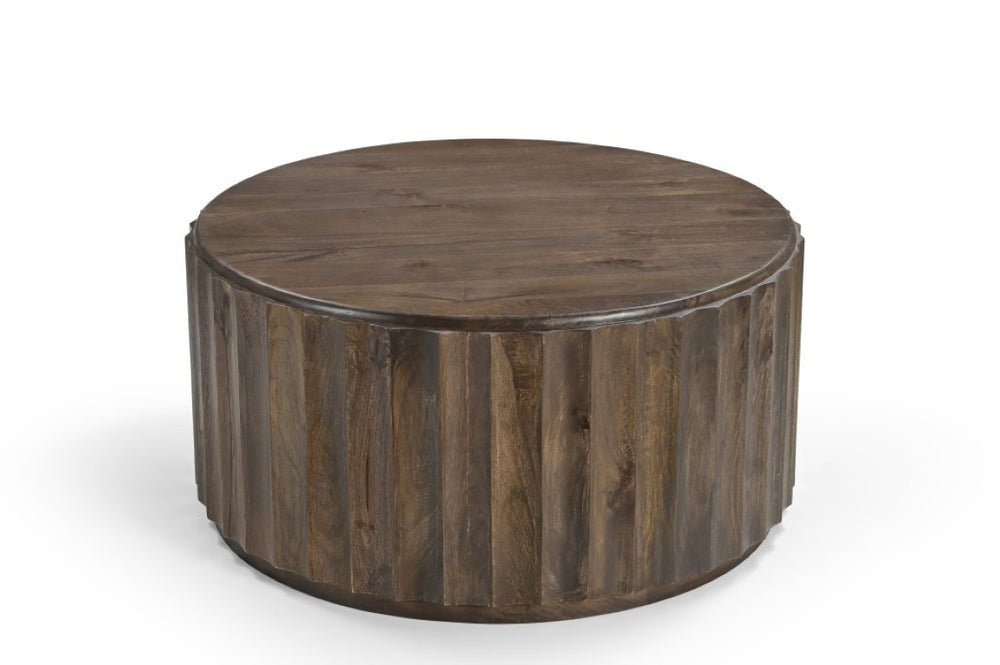 HomeRoots Set of Two Dark Brown Solid Wood Round Accent Tables for Living Room Decor 643639