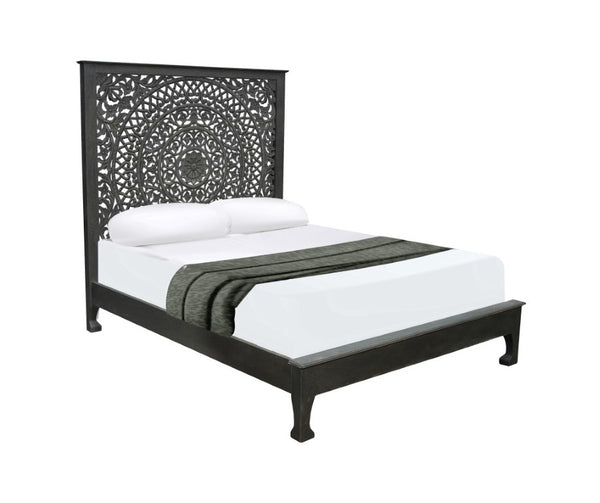 Three Piece Solid Wood Bedroom Furniture Set in Bold Sleek Black Finish