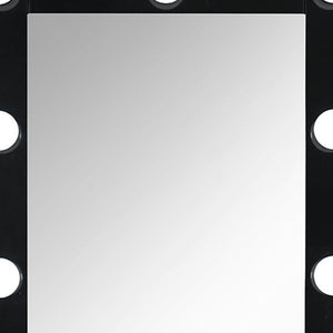 HomeRoots 74" Black Wood Lighted Full-Length Mirror with Adjustable LED & Hidden Drawer for Glamorous Spaces 643654