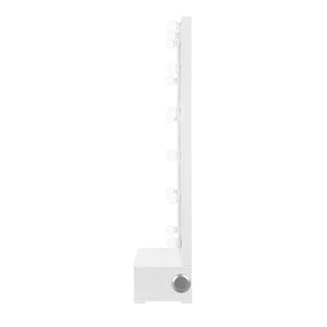 HomeRoots 74" White Wood Lighted Freestanding Mirror with Storage, LED Illumination, and Chic Glam Design 643655