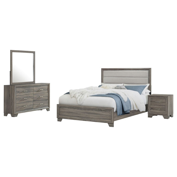 English Elm Mckee Queen Bedroom Set White Panel Bed Dresser Nightstand Mirror Four Piece Suite B062S01774