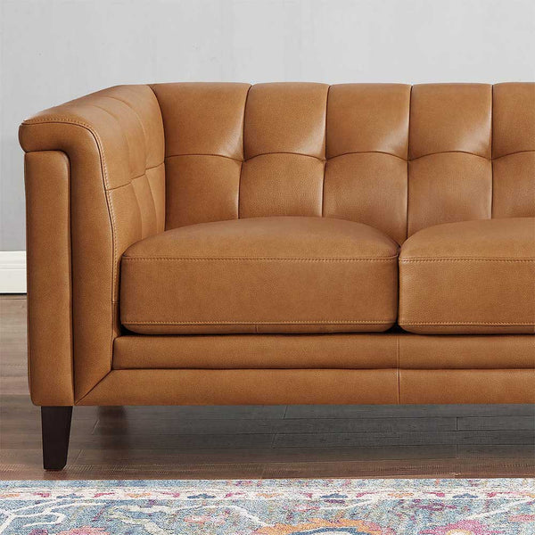 English Elm Arvo Leather Sofa with Top-Grain Seating, Pocket Coil Comfort, Kiln-Dried Frame for Durability Cognac B2705P326722