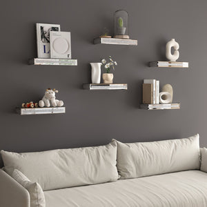 HomeRoots Set of Six Silver Mirrored Floating Shelves with Faux Crystals - Glamorous Wall Display Solution! 643670
