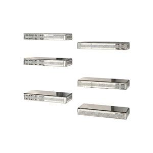 HomeRoots Set of Six Silver Mirrored Floating Shelves with Faux Crystals - Glamorous Wall Display Solution! 643670