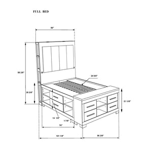 HomeRoots Black Upholstered Full Bed Frame with Lighted Headboard, USB Port, and Storage Drawers for Modern Style 643674