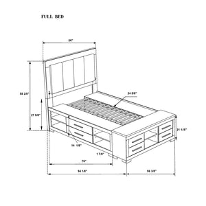 HomeRoots Black Upholstered Full Bed Frame with USB Charging, Integrated Lighting, and Under-Bed Storage Drawers 643677