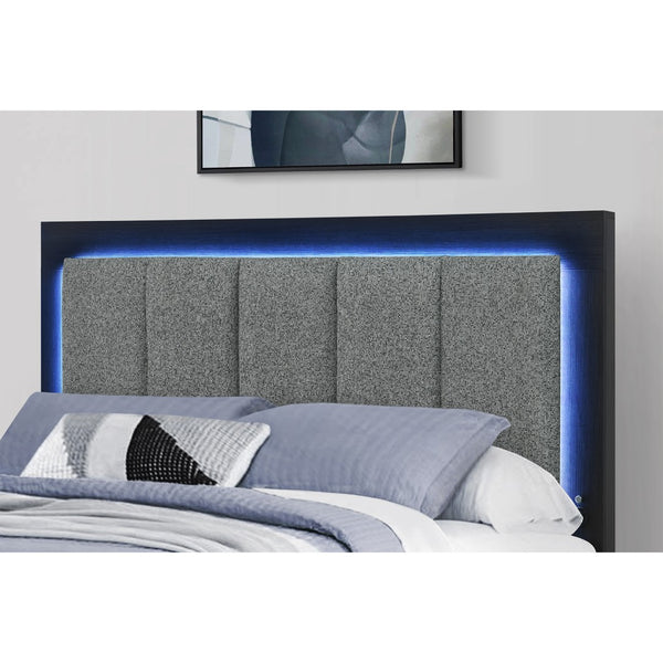 HomeRoots Black Upholstered Full Bed Frame with USB Charging, Integrated Lighting, and Under-Bed Storage Drawers 643677