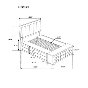 HomeRoots Black Upholstered Queen Bed Frame with USB, Drawers, and Integrated Lighting for Modern Bedrooms 643678