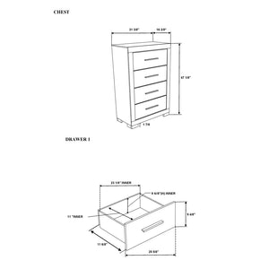 HomeRoots 31" Modern Black and Gray Four-Drawer Dresser with Square Silver Feet - Sleek Storage Solution 643686