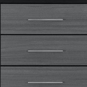 HomeRoots 31" Modern Black and Gray Four-Drawer Dresser with Square Silver Feet - Sleek Storage Solution 643686