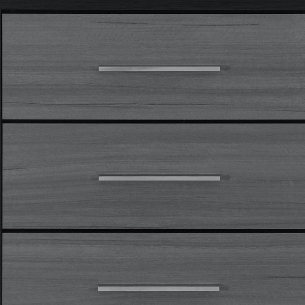 HomeRoots 31" Modern Black and Gray Four-Drawer Dresser with Square Silver Feet - Sleek Storage Solution 643686