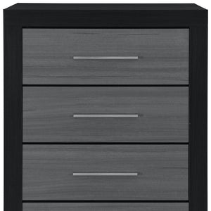 HomeRoots 31" Modern Black and Gray Four-Drawer Dresser with Square Silver Feet - Sleek Storage Solution 643686