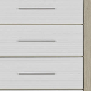 HomeRoots 31" Stylish Natural and White Wood Dresser with Four Drawers for Organized Bedroom Storage Solutions 643687