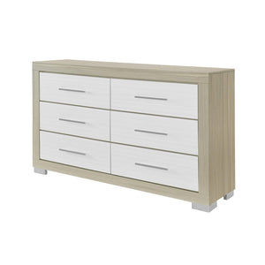 HomeRoots 63" Natural and White Wood Six Drawer Dresser – Modern Design, Ample Storage, Fully Assembled Appeal! 643689