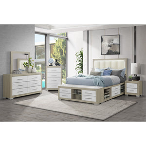 HomeRoots 63" Natural and White Wood Six Drawer Dresser – Modern Design, Ample Storage, Fully Assembled Appeal! 643689