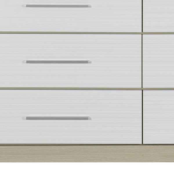 HomeRoots 63" Natural and White Wood Six Drawer Dresser – Modern Design, Ample Storage, Fully Assembled Appeal! 643689