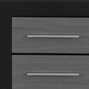 HomeRoots 23" Modern Black and Gray Two-Drawer Nightstand with Spacious Storage - Perfect for Compact Spaces! 643690