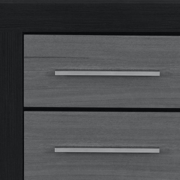 HomeRoots 23" Modern Black and Gray Two-Drawer Nightstand with Spacious Storage - Perfect for Compact Spaces! 643690