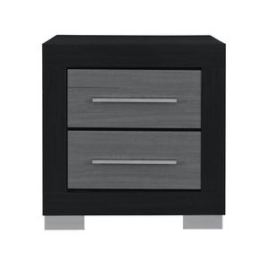 HomeRoots 23" Modern Black and Gray Two-Drawer Nightstand with Spacious Storage - Perfect for Compact Spaces! 643690