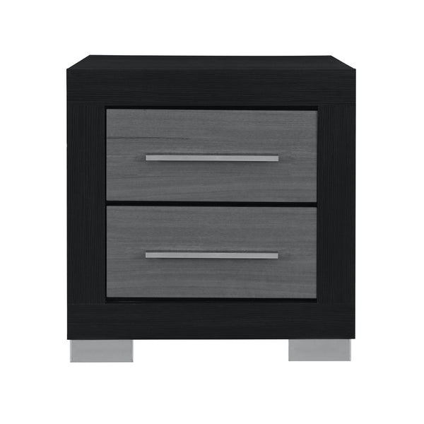 HomeRoots 23" Modern Black and Gray Two-Drawer Nightstand with Spacious Storage - Perfect for Compact Spaces! 643690