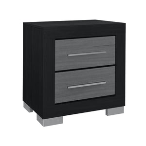 HomeRoots 23" Modern Black and Gray Two-Drawer Nightstand with Spacious Storage - Perfect for Compact Spaces! 643690