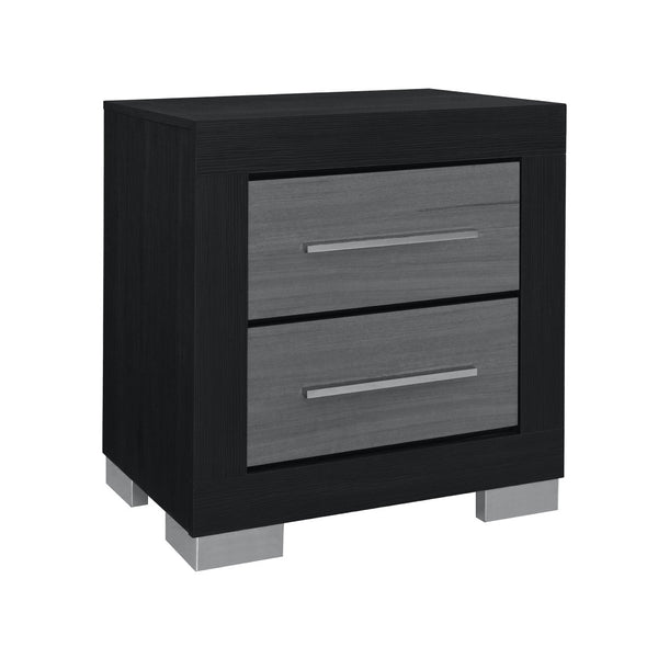 HomeRoots 23" Modern Black and Gray Two-Drawer Nightstand with Spacious Storage - Perfect for Compact Spaces! 643690