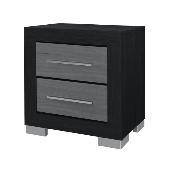 HomeRoots 23" Modern Black and Gray Two-Drawer Nightstand with Spacious Storage - Perfect for Compact Spaces! 643690