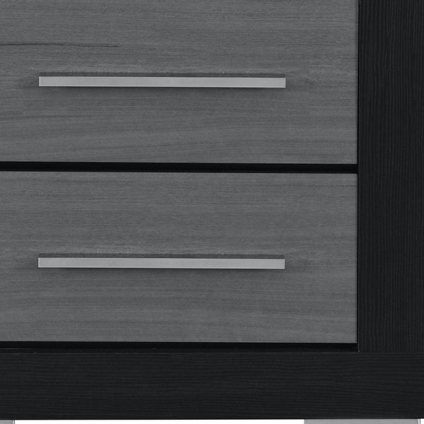 HomeRoots 23" Modern Black and Gray Two-Drawer Nightstand with Spacious Storage - Perfect for Compact Spaces! 643690
