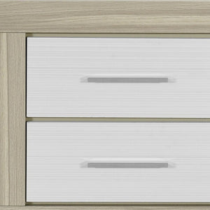HomeRoots 23" Modern Two-Drawer Nightstand in Natural and White Finish - Stylish Storage Solution for Home 643691
