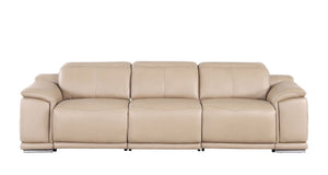 HomeRoots 108" Beige Leather Reclining Sofa with USB Charging – Luxurious Comfort, Modern Design & Durability 643695