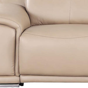 HomeRoots 108" Beige Leather Reclining Sofa with USB Charging – Luxurious Comfort, Modern Design & Durability 643695