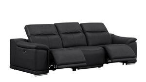 HomeRoots 108" Black Leather Reclining Sofa with USB Charging - Luxurious Comfort & Modern Design for Living Rooms 643696