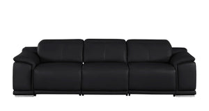 HomeRoots 108" Black Leather Reclining Sofa with USB Charging - Luxurious Comfort & Modern Design for Living Rooms 643696