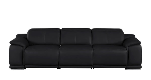 HomeRoots 108" Black Leather Reclining Sofa with USB Charging - Luxurious Comfort & Modern Design for Living Rooms 643696