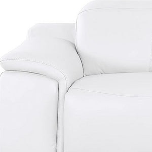 HomeRoots 108" White Leather Reclining Sofa with USB Charging – Plush Comfort, Modern Design for Luxury Living 643697