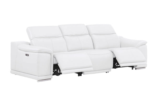 HomeRoots 108" White Leather Reclining Sofa with USB Charging – Plush Comfort, Modern Design for Luxury Living 643697