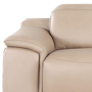 HomeRoots 108" Beige Leather Reclining Sofa with USB Charging – Plush Comfort & Modern Style for Living Rooms 643699