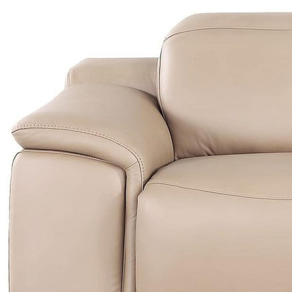 HomeRoots 108" Beige Leather Reclining Sofa with USB Charging – Plush Comfort & Modern Style for Living Rooms 643699