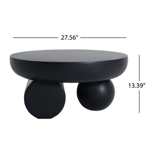 English Elm 27.5" Sculptural Round Coffee Table Hand-painted Gloss Finish for Modern Living Rooms Black N772P384682B