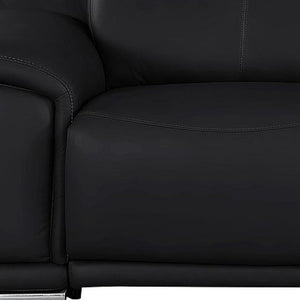 HomeRoots 108" Black Leather Reclining Sofa with USB Port – Luxurious Comfort, Modern Design, and Durable Style 643700