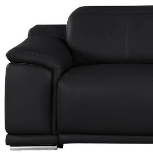 HomeRoots 108" Black Leather Reclining Sofa with USB Port – Luxurious Comfort, Modern Design, and Durable Style 643700