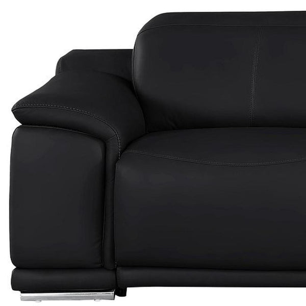 HomeRoots 108" Black Leather Reclining Sofa with USB Port – Luxurious Comfort, Modern Design, and Durable Style 643700