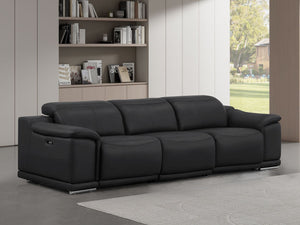 HomeRoots 108" Black Leather Reclining Sofa with USB Port – Luxurious Comfort, Modern Design, and Durable Style 643700