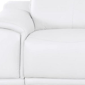 HomeRoots 108" White Leather Reclining Sofa with USB Charging - Luxurious Comfort for Modern Living Spaces 643701