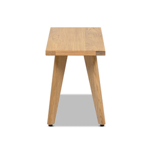 English Elm Jennifer Taylor Home - Capri Solid Red Oak Wood Bench 35.5" — Handcrafted Natural Brown Oak, Mid-Century Tapered Legs, Slim Profile Seating B2719P395571