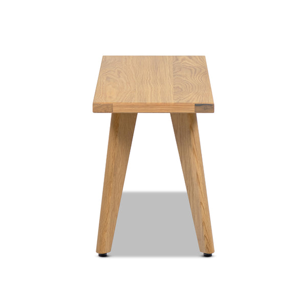 English Elm Jennifer Taylor Home - Capri Solid Red Oak Wood Bench 35.5" — Handcrafted Natural Brown Oak, Mid-Century Tapered Legs, Slim Profile Seating B2719P395571