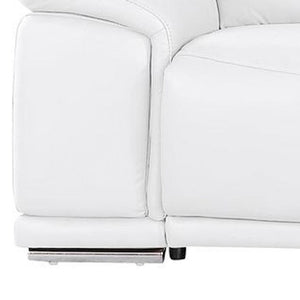 HomeRoots 134" White Leather Reclining Sofa with USB Charging – Luxurious Comfort, Modern Design, and Durability 643705