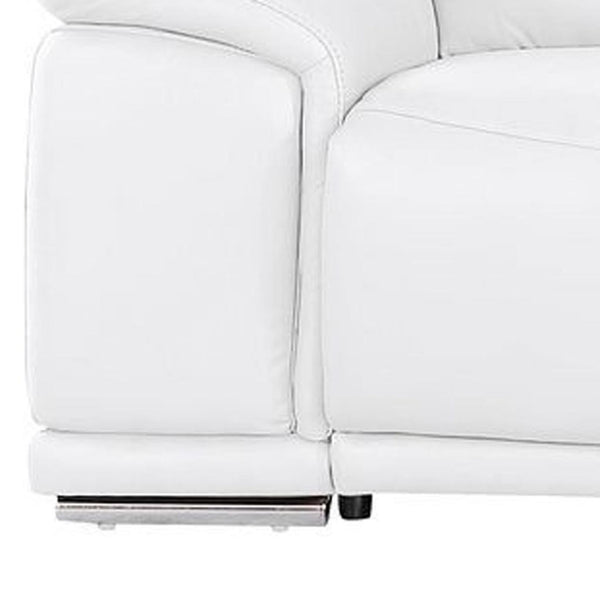 HomeRoots 134" White Leather Reclining Sofa with USB Charging – Luxurious Comfort, Modern Design, and Durability 643705
