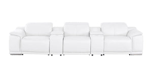 HomeRoots 134" White Leather Reclining Sofa with USB Charging – Luxurious Comfort, Modern Design, and Durability 643705
